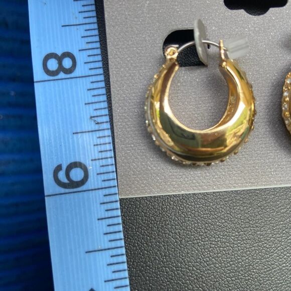 Thick Gold/Crystal Hoops Daisy Fuentes Fashion Earrings $16ea / 3 for $25 - Picture 4 of 8